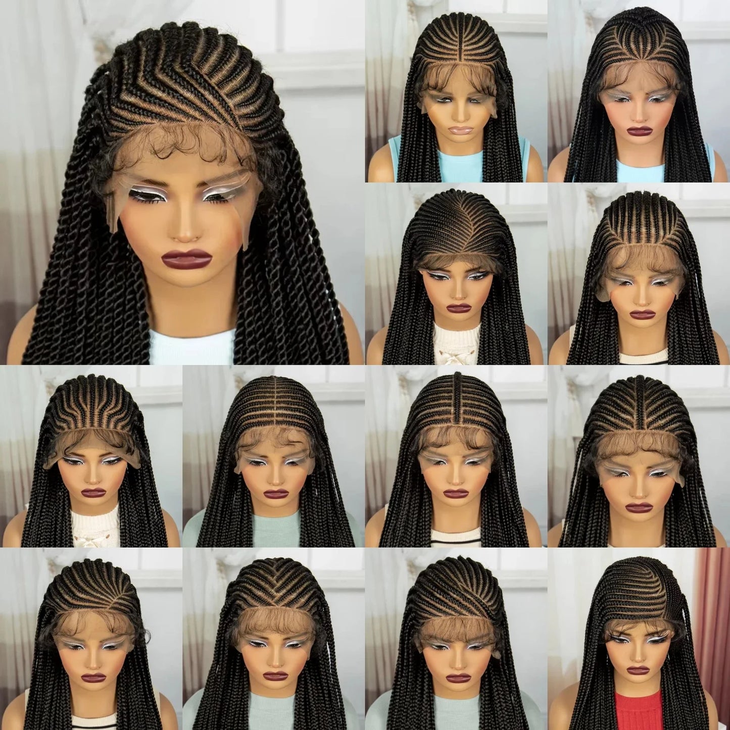 36" Natural Cornrow Knotless Braids Wig | Full Lace | Baby Hair