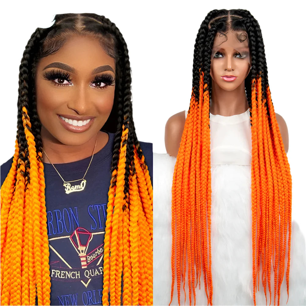 KIMA 36" Colorful Knotless Box Braids Wig | Lace Front & Baby Hair