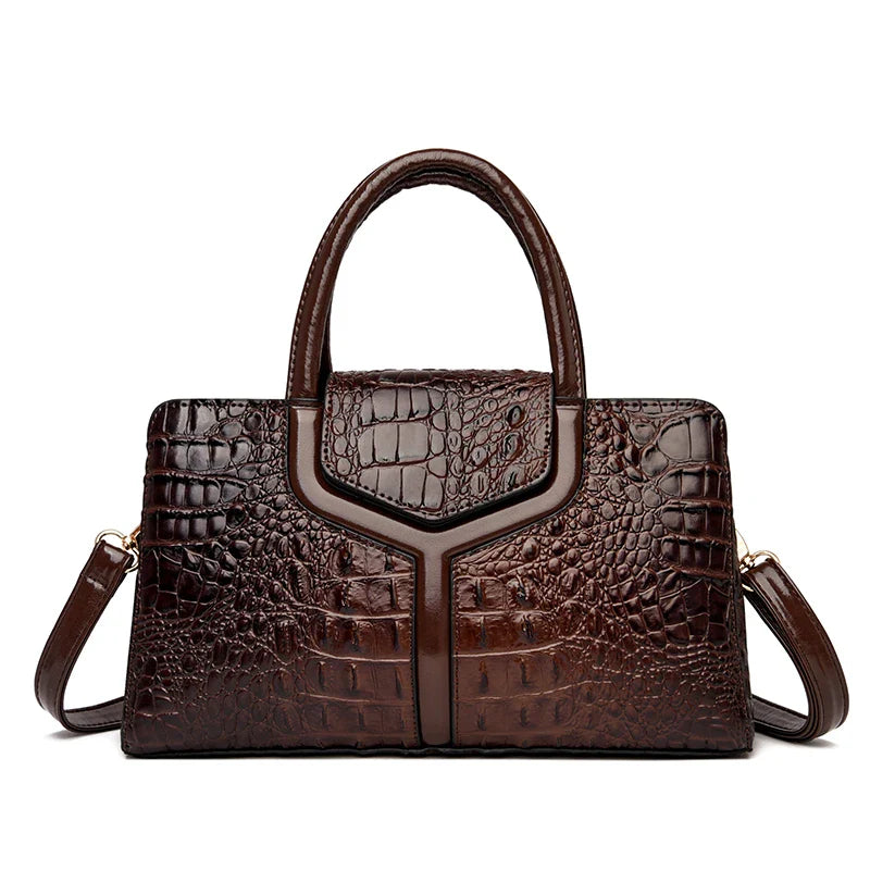 New Leather Women's Messenger Bags | Crocodile Female Crossbody Shoulder Handbags & High Quality Ladies Totes