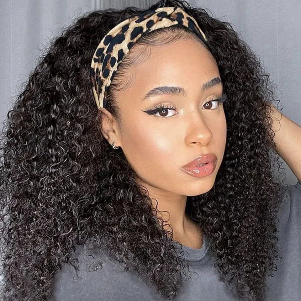 250% Density Kinky Jerry Curly Headband Wig | Glueless Indian Human Hair