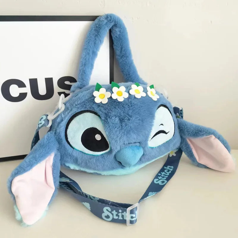 New Disney Cartoon Stitch Plush Backpack | Girls Cute Ins Shoulder Messenger Bag (Parent-Child Gift)