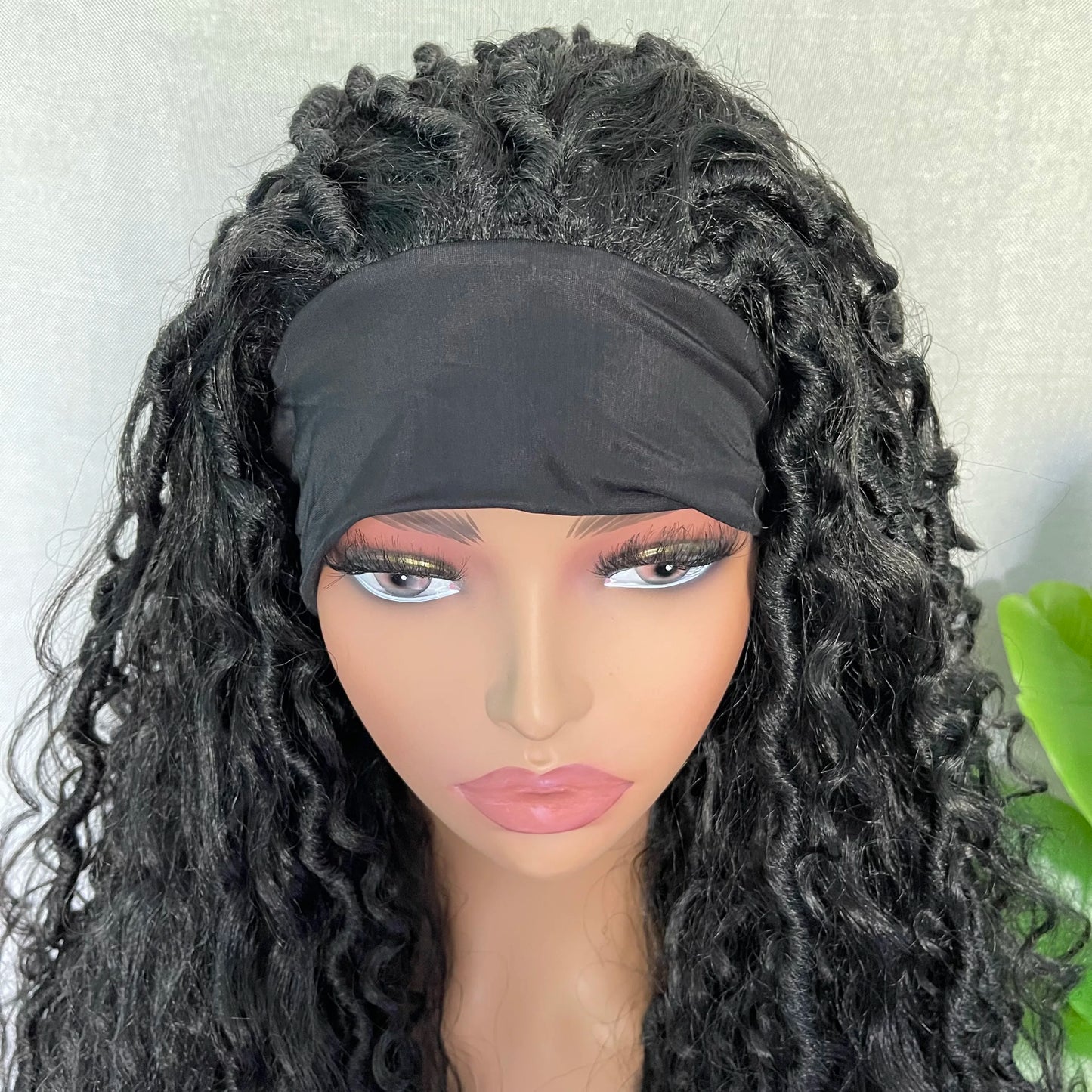 Goddess Faux Locs Headband Wig | 24" Afro Kinky Curly Passion Twist | Synthetic Braided Wig | Black Women