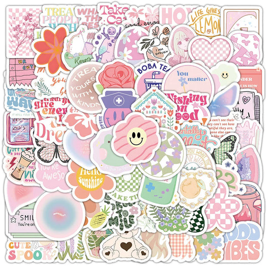 10/30/50/100pcs Cartoon Pink Danish Past Ins Graffiti Stickers Laptop Suitcase Phone Water Bottle Aesthetic Sticker Kids Toys