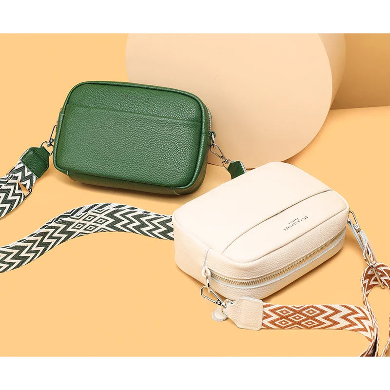 High Quality Genuine Leather Women's Crossbody & Shoulder Bag | Luxury Solid Color Cow Leather Handbag (Female Messenger Tote Sac)