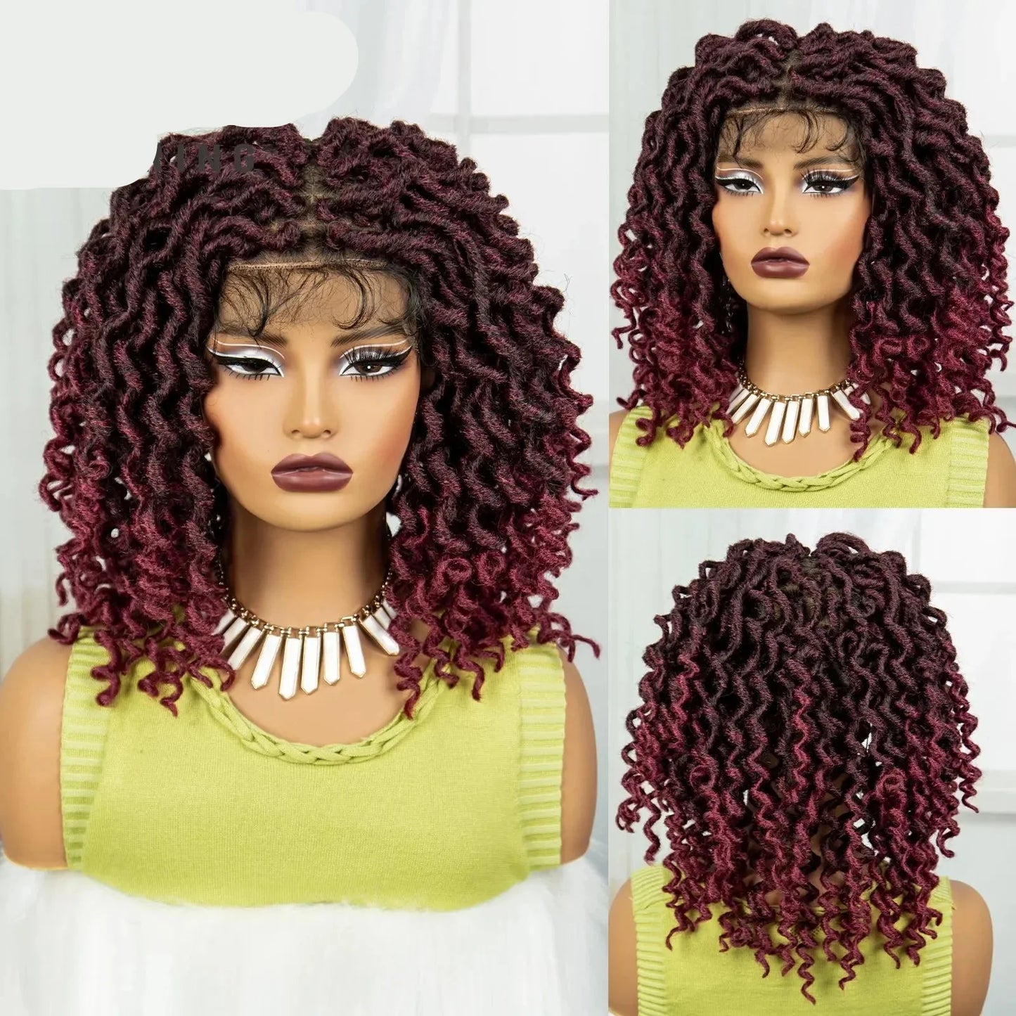 99J Burgundy Faux Locs Full Lace Wig | Baby Hair | Transparent Lace Front | Crochet Braids | Black Women