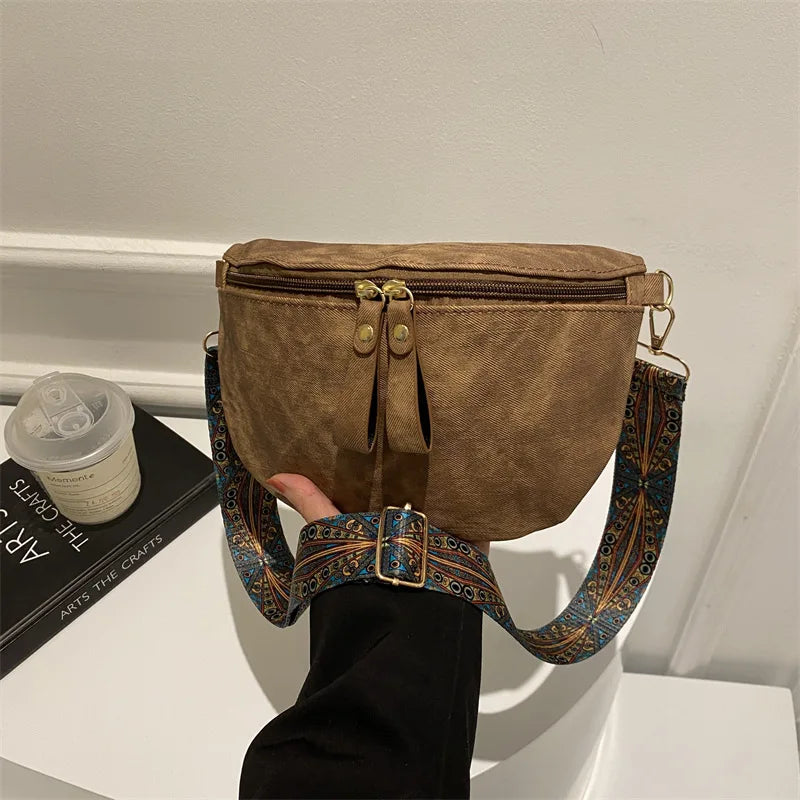 Stylish Hobo Solid Color Satchel | Luxury Designer Chest Bag & Women's PU Leather Waist Bags (Wide Strap Fashion Fanny Shoulder Pack)