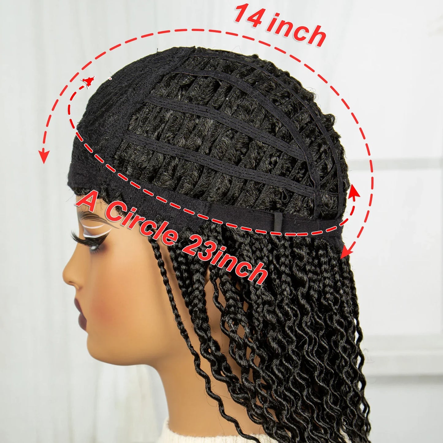 14" Curly Knotless Box Braids Wig | 1B-30 Ombre | Machine Made Synthetic Braids | Black Women