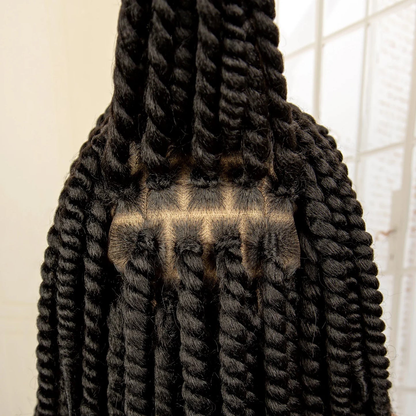 16 Inch Brown Twisted Braided Bob Wig | Full Lace | Kanekalon Fiber | For Black Women
