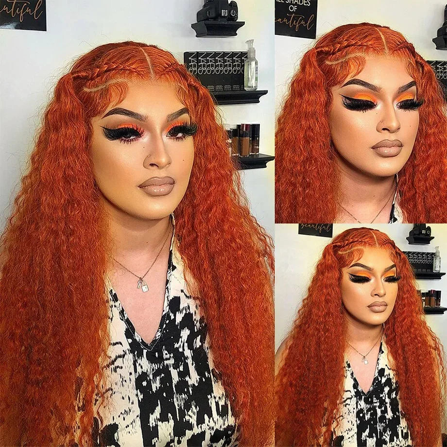 30-Inch Ginger Deep Wave Human Hair Wig | 13x6 HD Lace Frontal Pre-Plucked