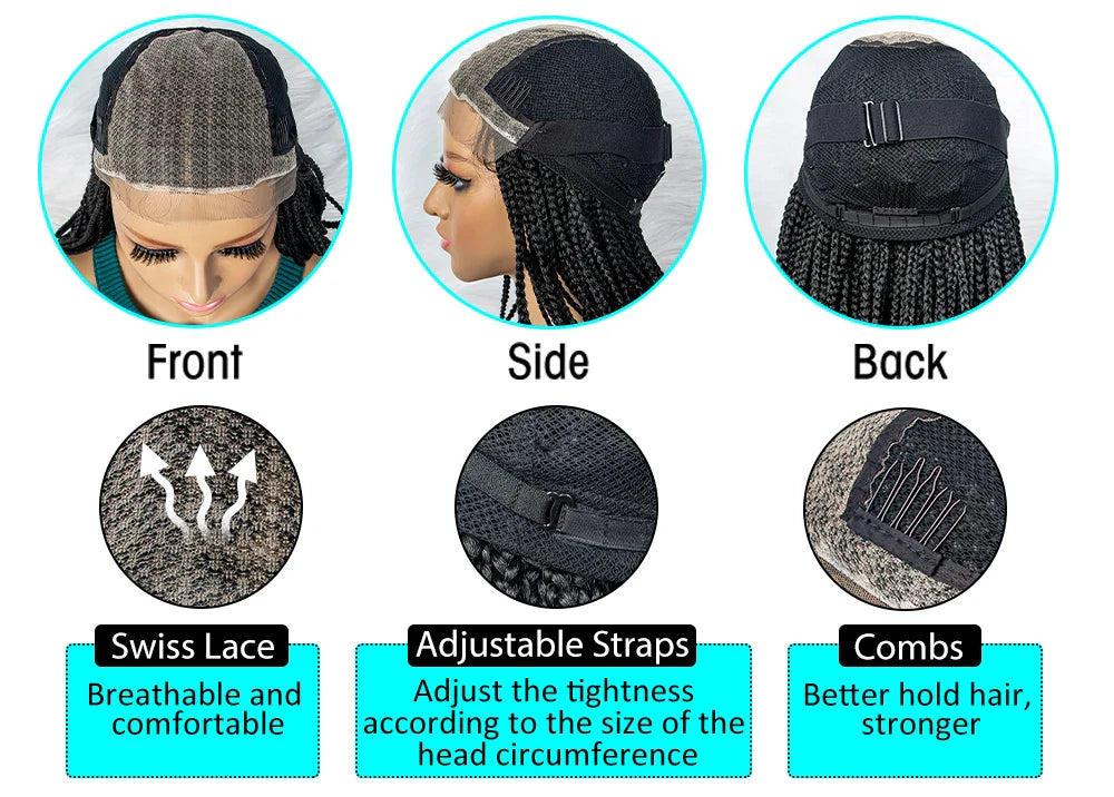 Lightweight Curly End Box Braids Wig | Lace Front Cornrows