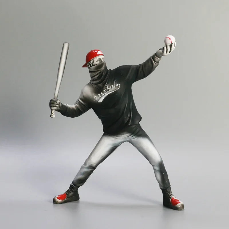 Home Decor Resin Street Abstract Art Statue Sculpture Figurine Baseball Figure Toy Study Room Home Interior Decor Decoration