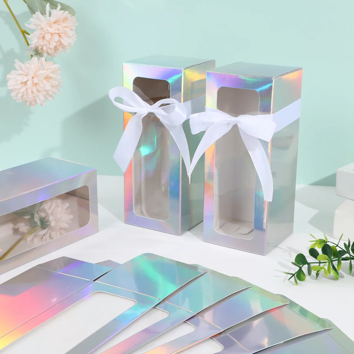 10pcs White Black Glass Laser silver Gift Box Glass Display Box Transparent Gift Box Water Cup Jar Sublimation Glass