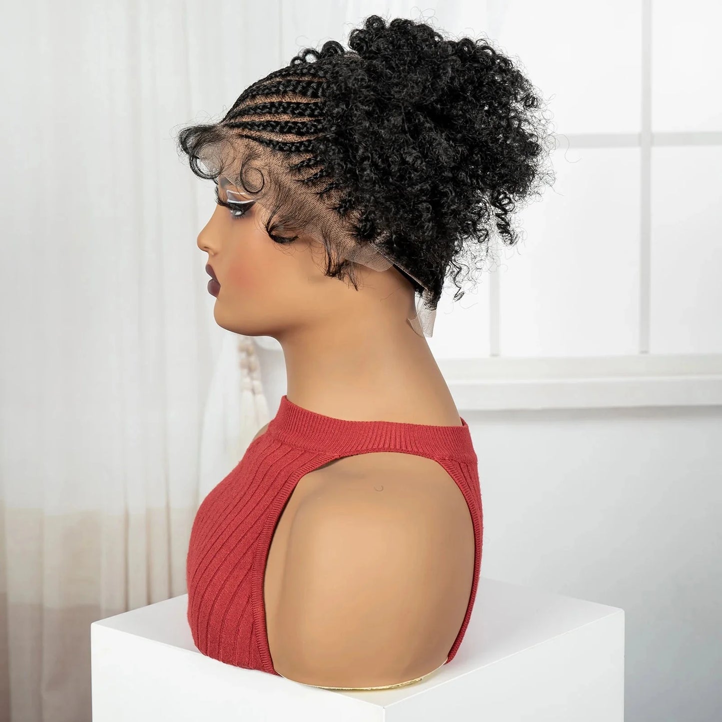 Cornrow Bantu Knot Braided Wig | Full Lace | Baby Hair | Synthetic Lace Front Braids | Cosplay