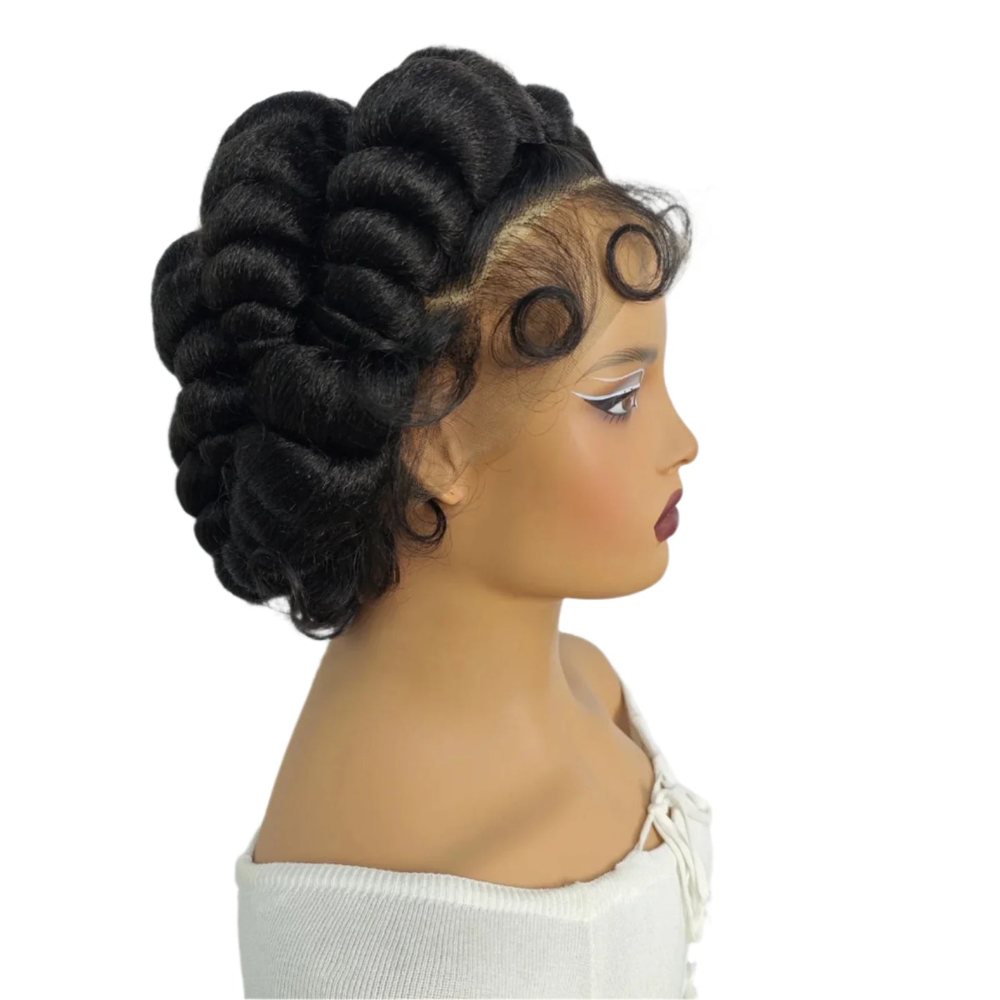 Ginger Orange Bantu Knotless Braids Wig | Short Cute Handmade | Full Lace