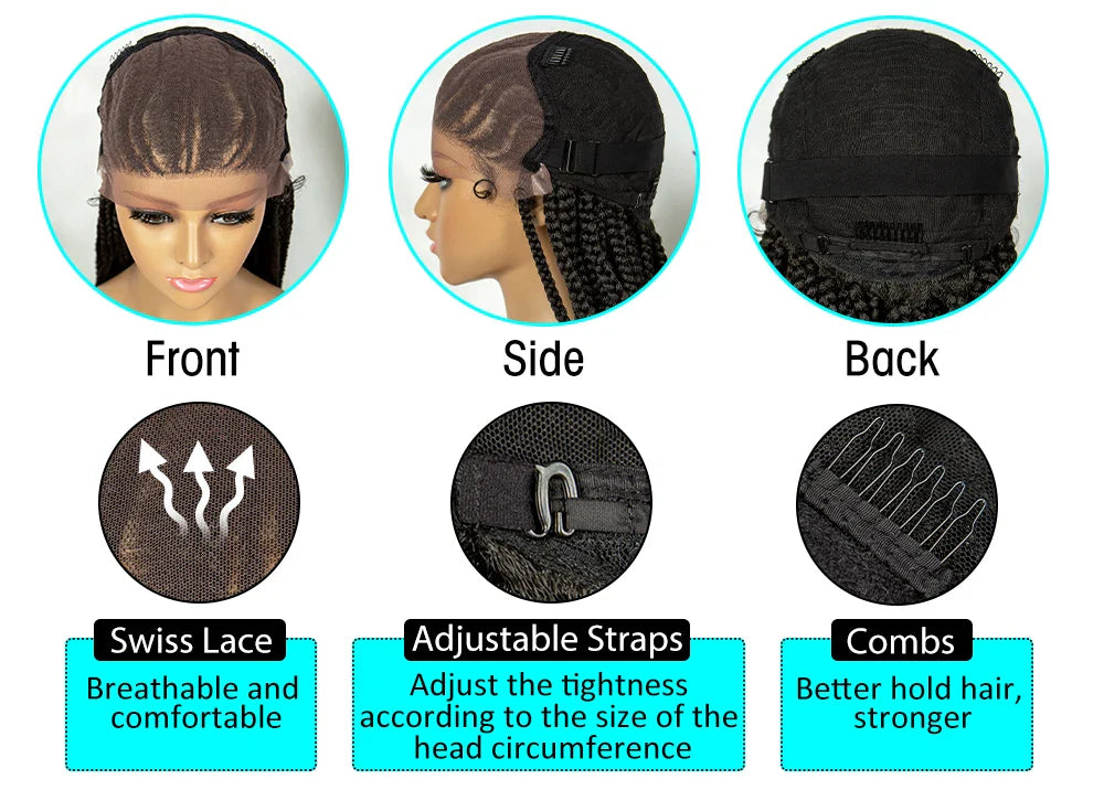 13x6 Lace Front Faux Locs Braided Wig | Crochet Braids | Synthetic Locs | Black Women