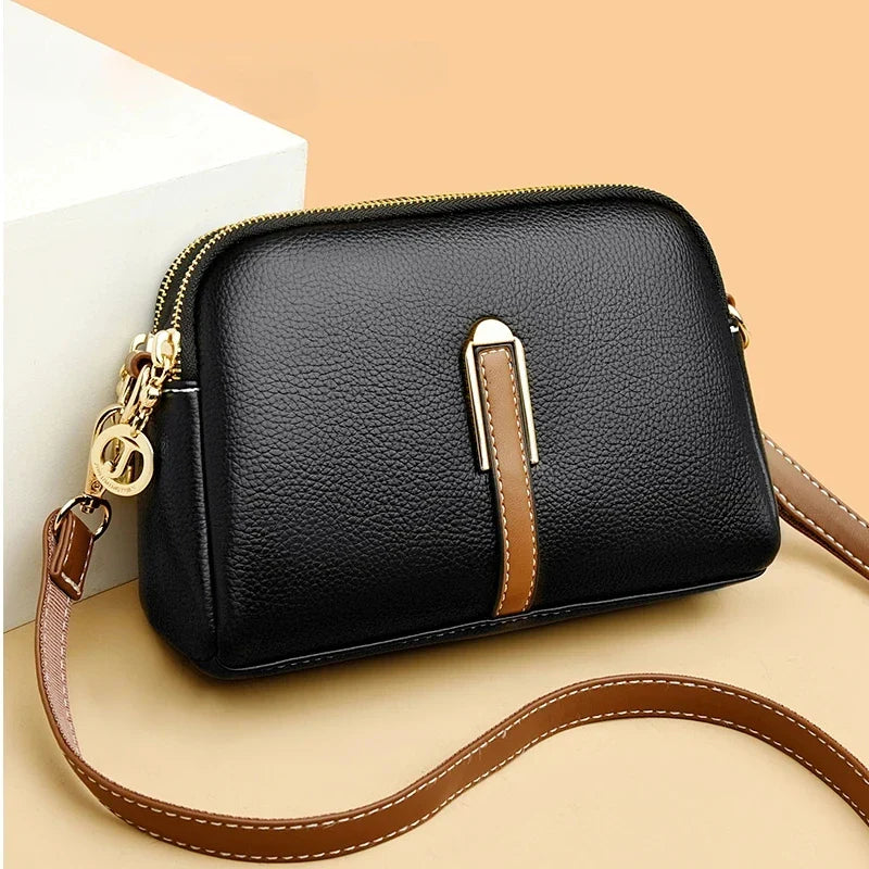 100% Genuine Leather Shoulder Bag for Women | Designer Cowhide Flap Handbag & Luxury Messenger Crossbody Bag
