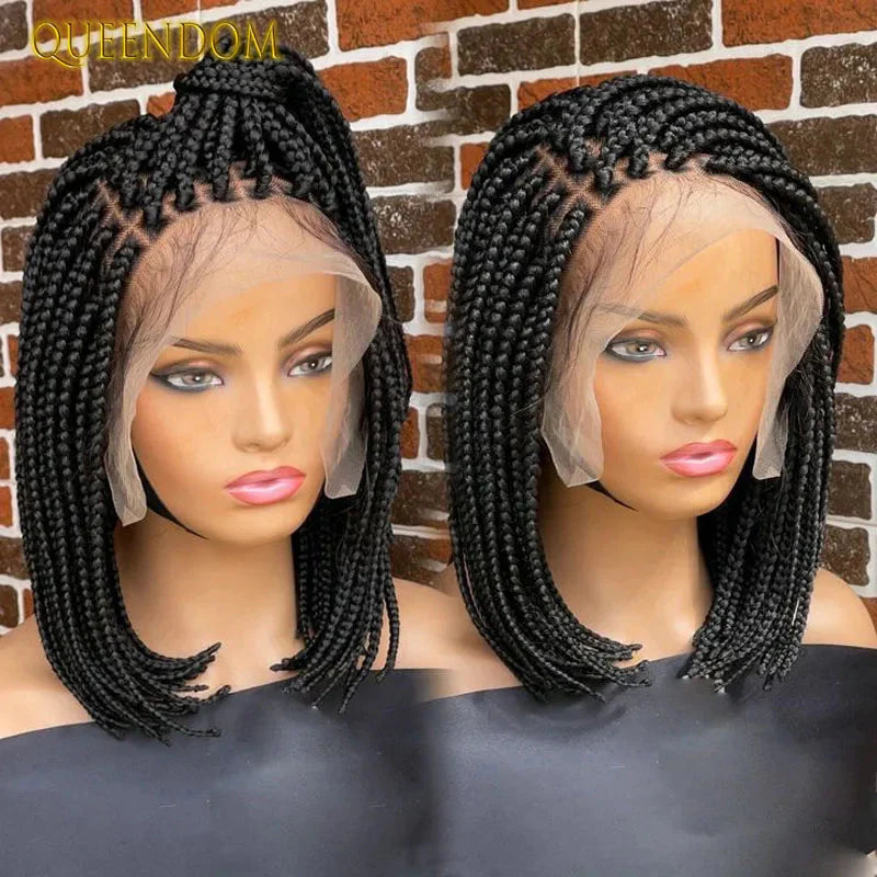 12" Short Bob Knotless Braids Wig | 360 Full Lace | Cornrows | Baby Hair | Synthetic