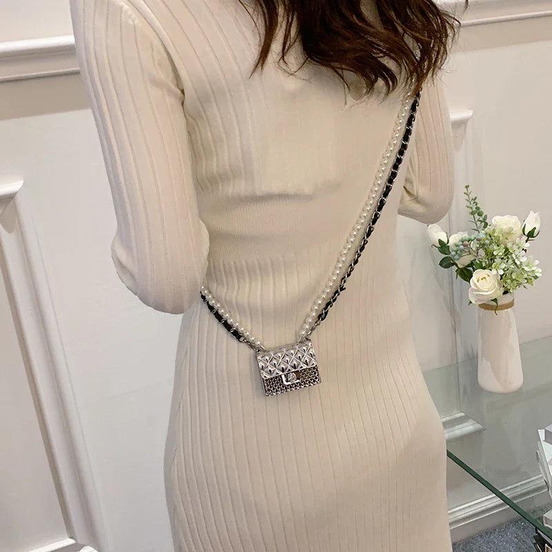 Fashionable Metal Shoulder Bags for Women | High Quality Crossbody Bag & Designer Clothing Accessories (Satchel Cute Mini Diamond Bag)