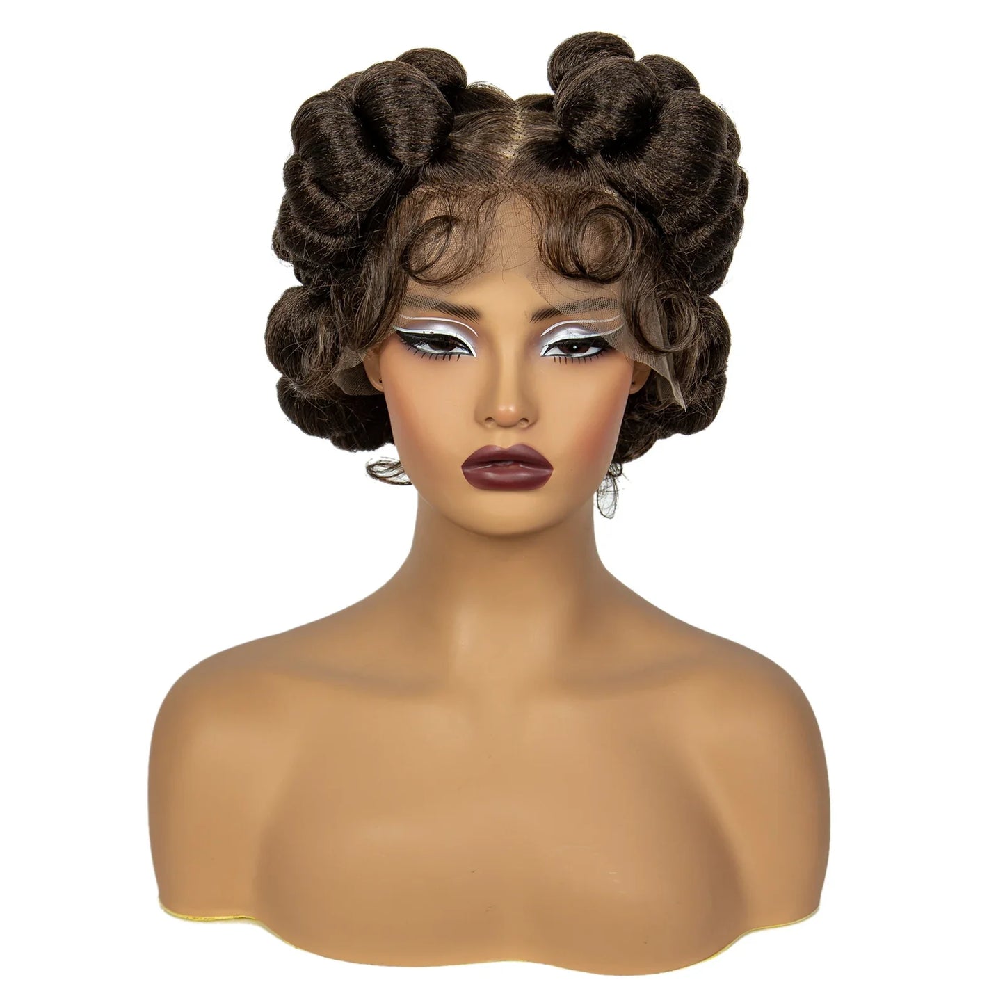 613 Blonde Short Cute Handmade Bantu Knotless Braided Wig | Full Lace Synthetic Wig for Black Women