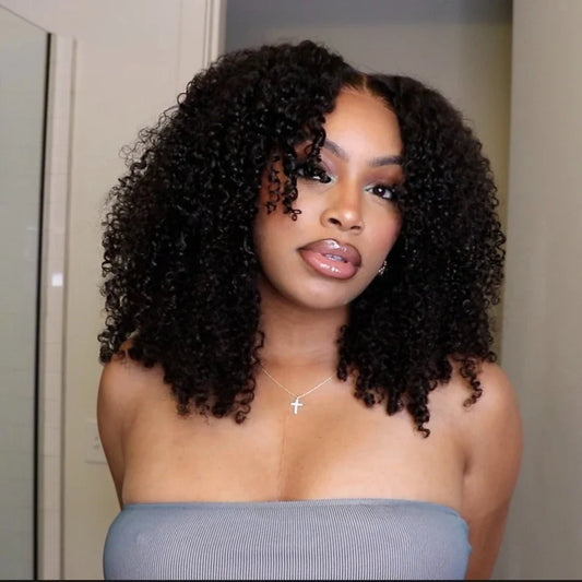 10A 6x4 Glueless HD Lace Front Kinky Curly Wig | Pre-Plucked | Bleached Knots | 210% Density | Ready to Wear | Brazilian Remy Hair