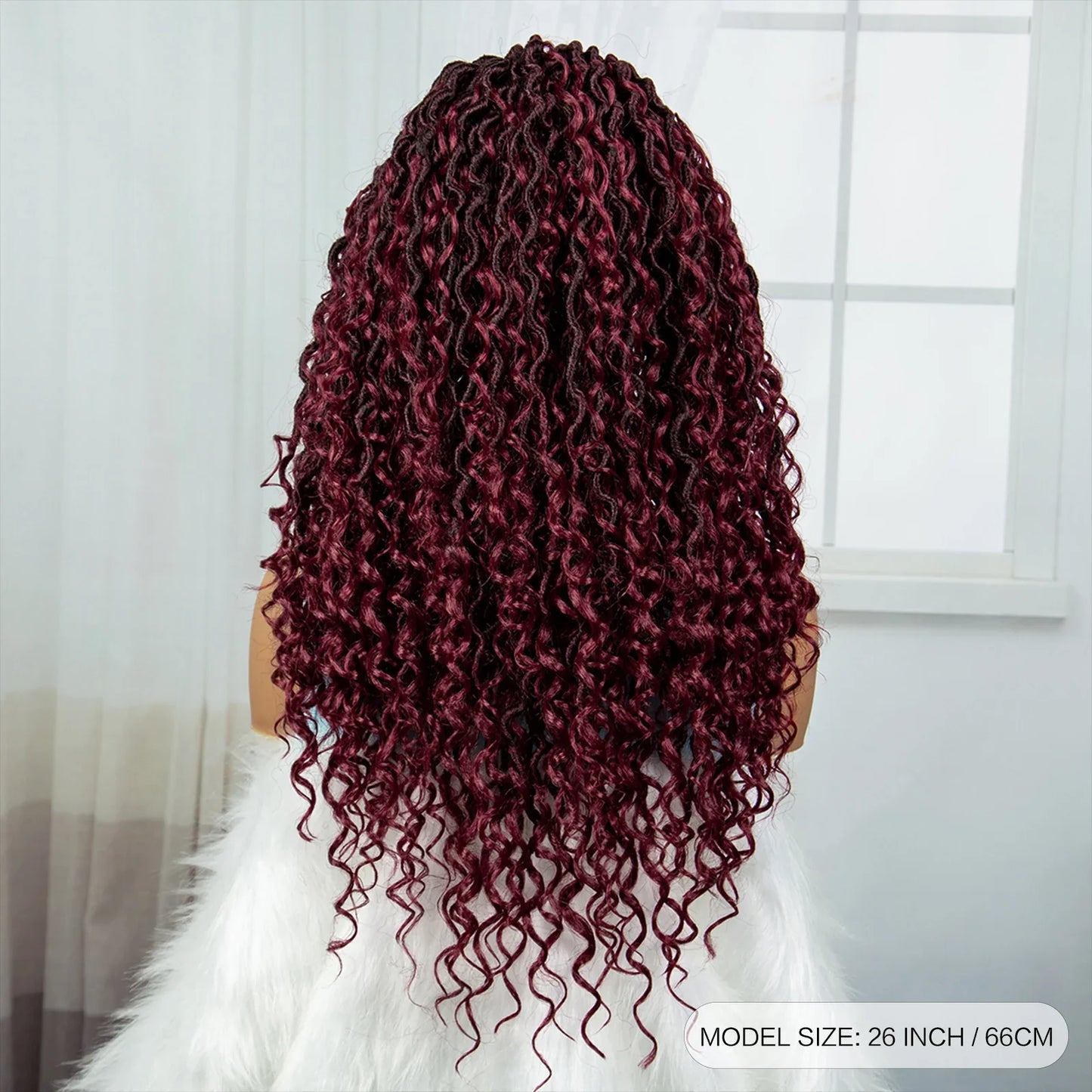 Burgundy Goddess Faux Locs Wig | Curly Ends | Lace Front | Baby Hair