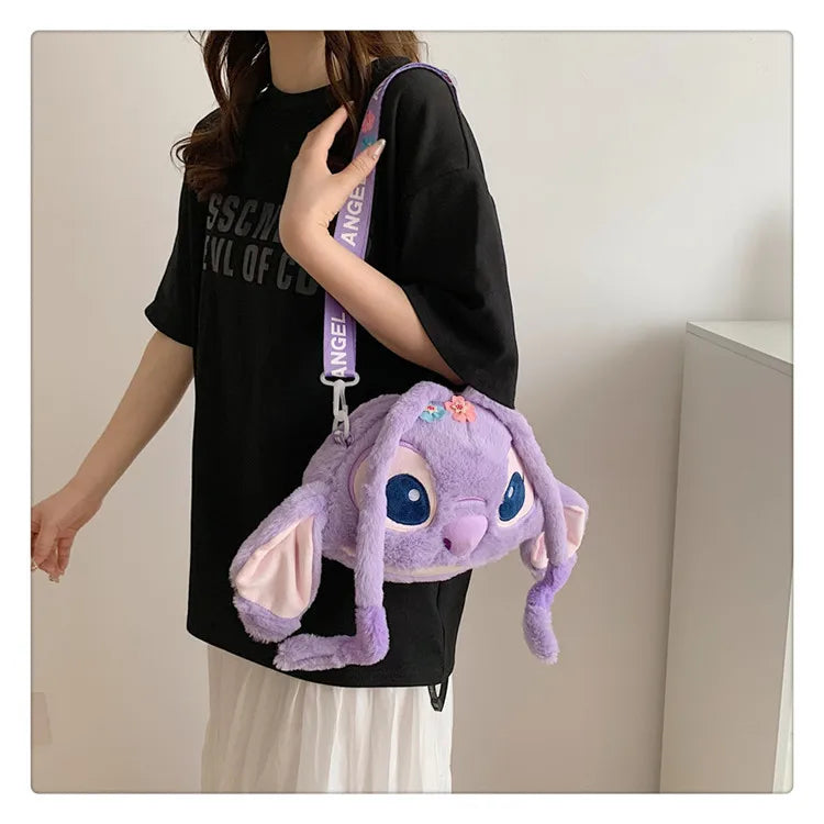 New Disney Cartoon Stitch Plush Backpack | Girls Cute Ins Shoulder Messenger Bag (Parent-Child Gift)