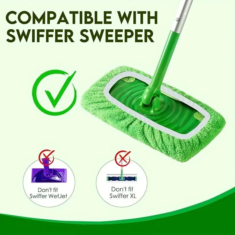 2 colors optional. 4 high-quality reusable mop pads: washable, durable, for dry & wet use, highly absorbent.