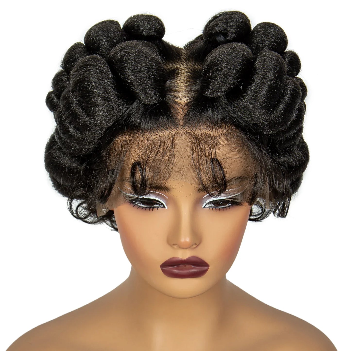 350# Ginger Orange Bantu Knotless Braids Wig | Full Lace | Baby Hair