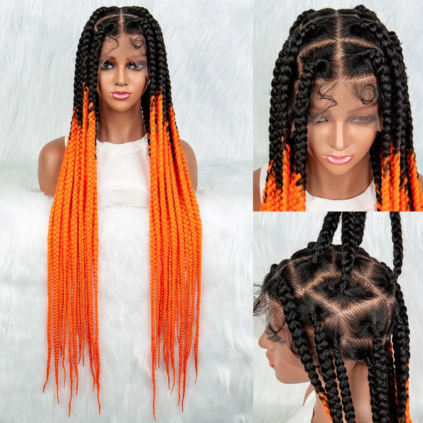 KIMA 36" Colorful Knotless Box Braids Wig | Lace Front & Baby Hair