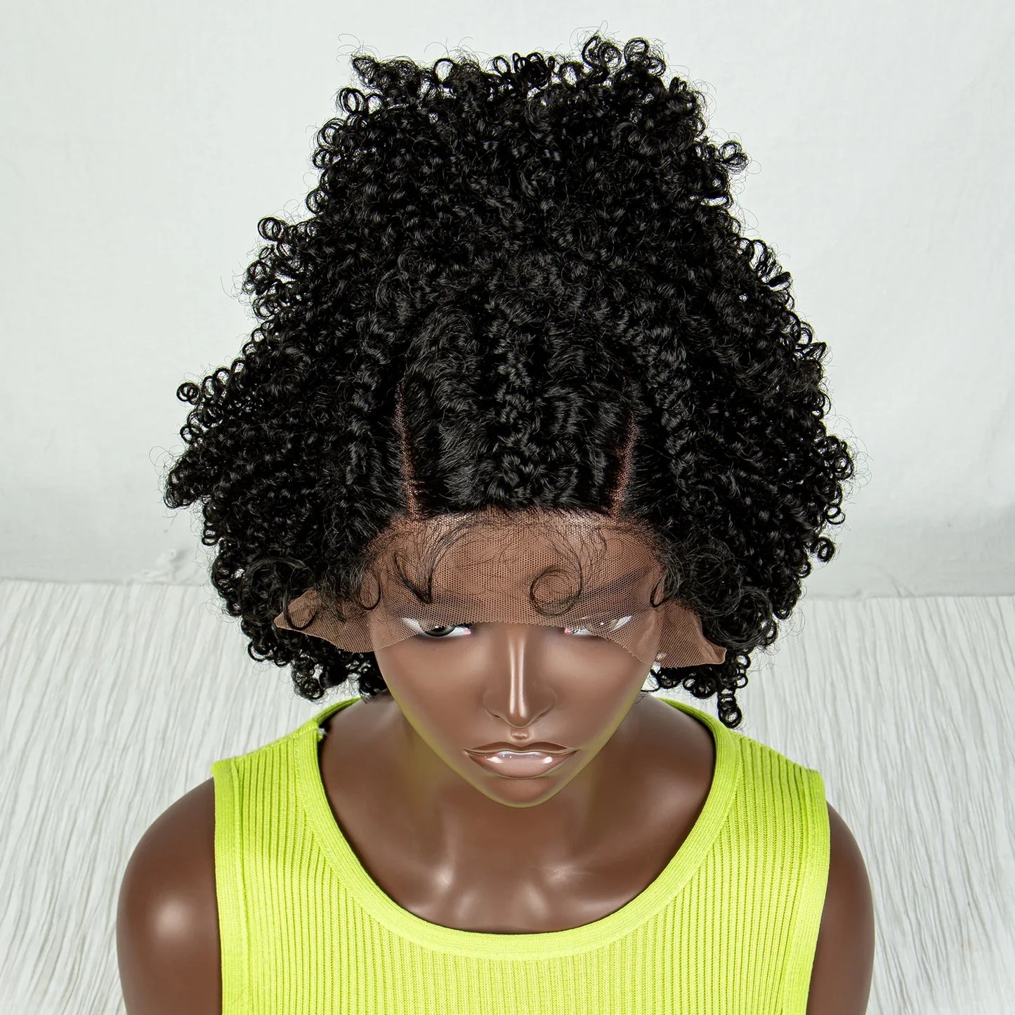 Short Afro Curly Knotless Braids Wig | Lace Front | Baby Hair