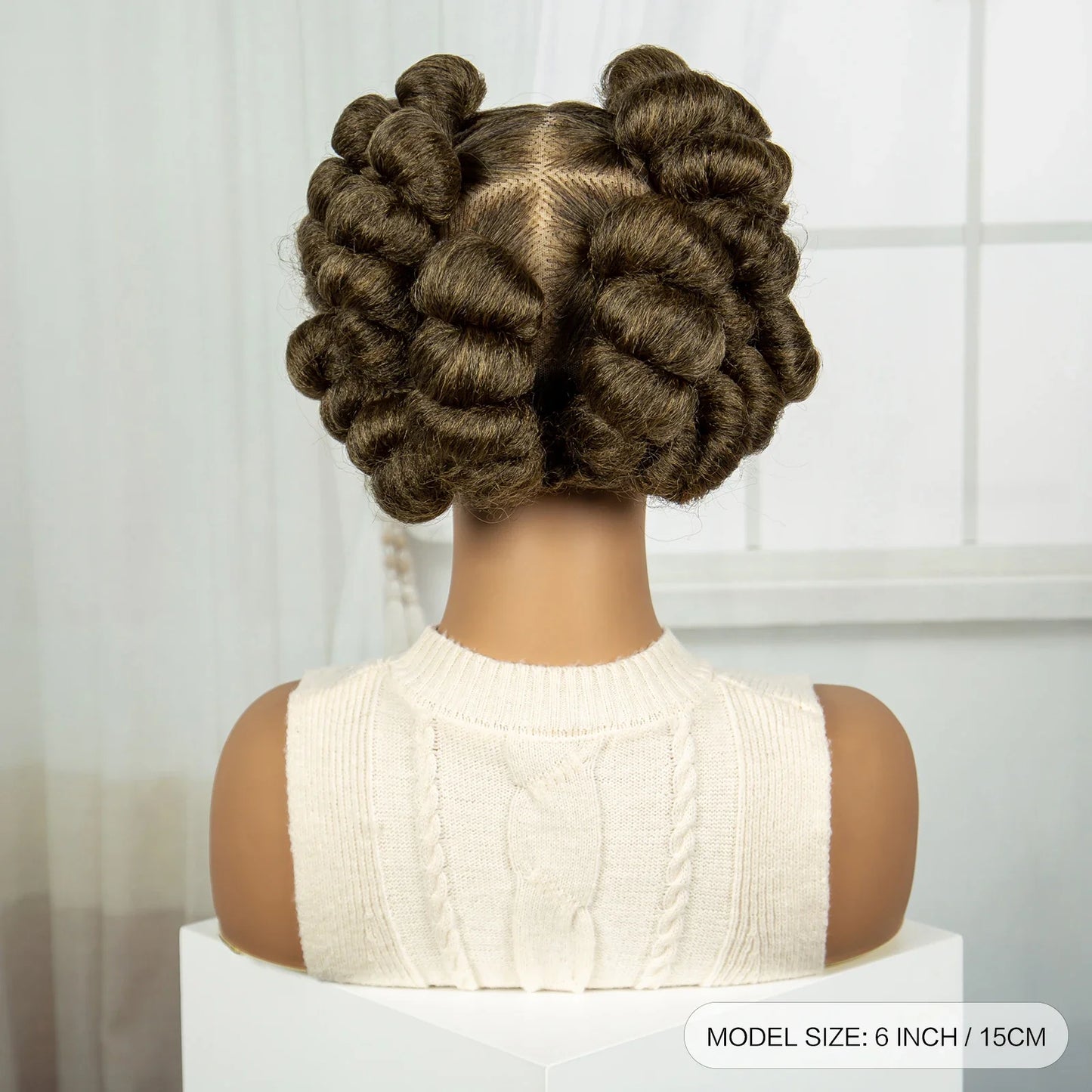 6" Short Bantu Knotless Braids Wig | 1B/30 Ombre | Full Lace