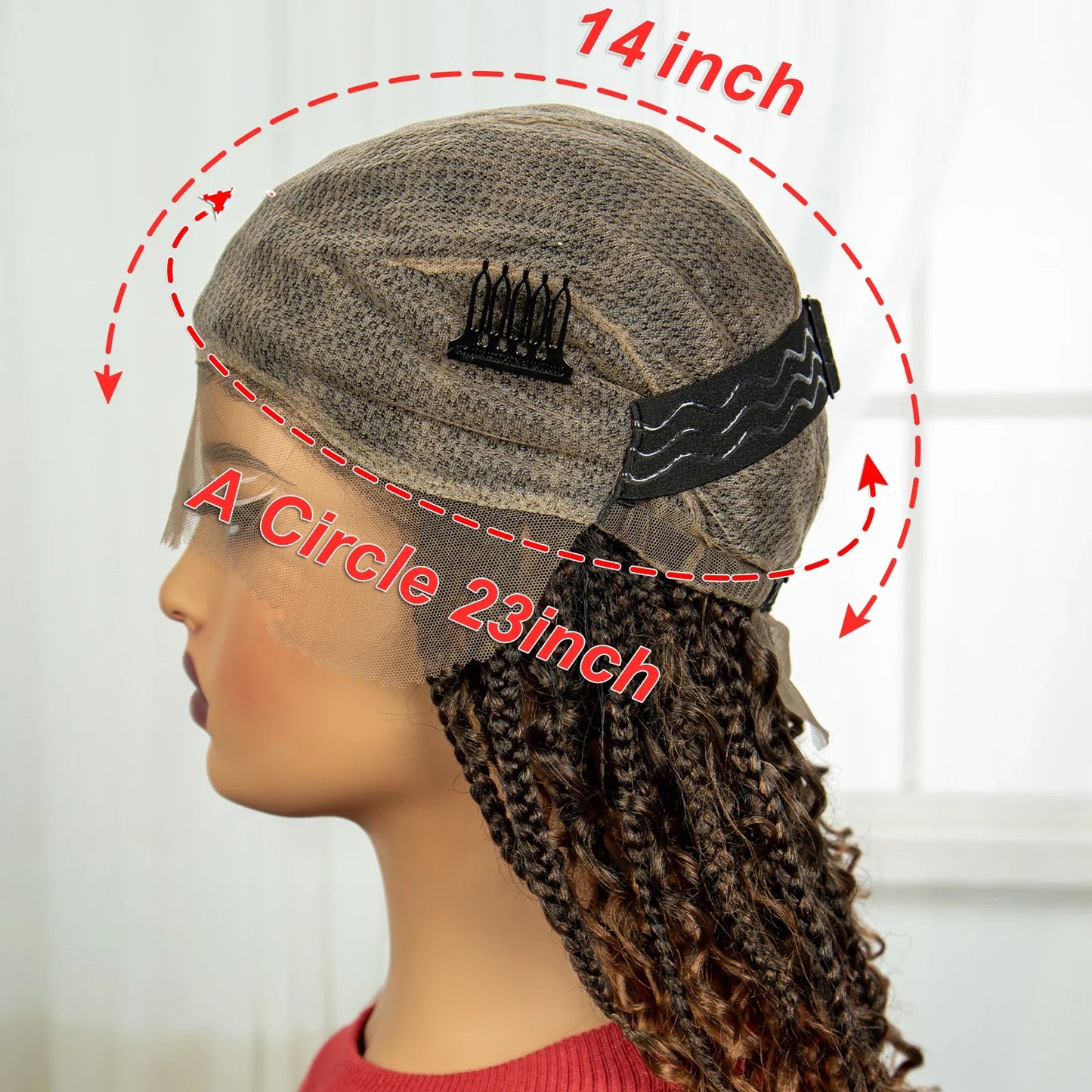 Burgundy Curly Ends Knotless Braids Bob Wig | 99J | Full Lace | Boho Style