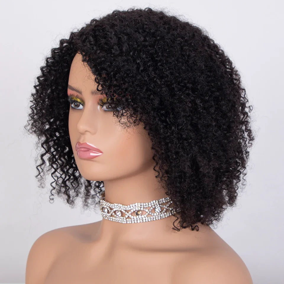 Sleek Ombre Highlight Kinky Curly Human Hair Wig | Peruvian Curly Bob