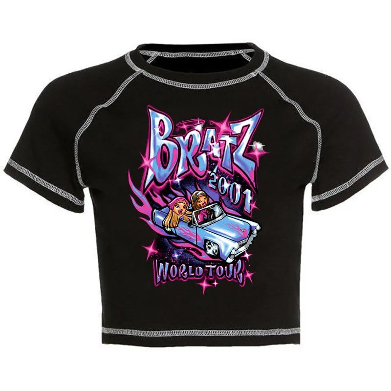 Women's Y2K Gothic Cartoon Print T-Shirt Trendy
