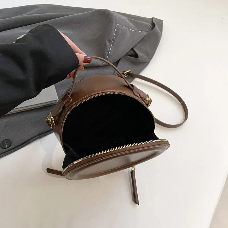 Round Crossbody Bags for Women | High Quality PU Leather Designer Shoulder Bag & Female Clutch Purse (Solid, Soft)