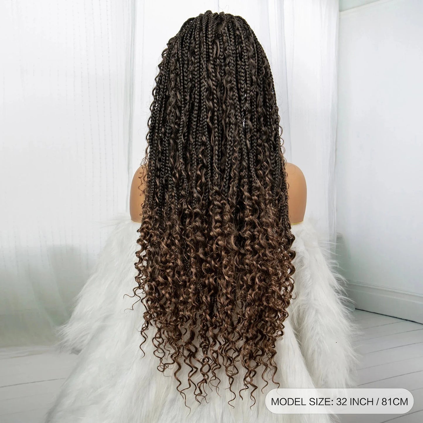 32" Boho Knotless Box Braids Wig | Lace Front | Baby Hair | Black Women