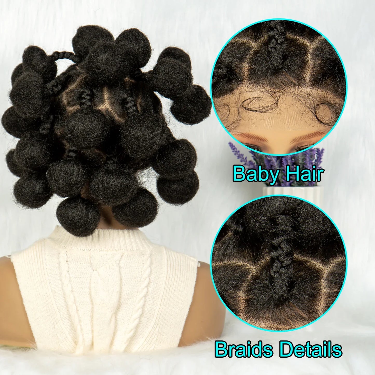 KIMA Bantu Knotless Braids Bun Wig | Full Lace with Baby Hair