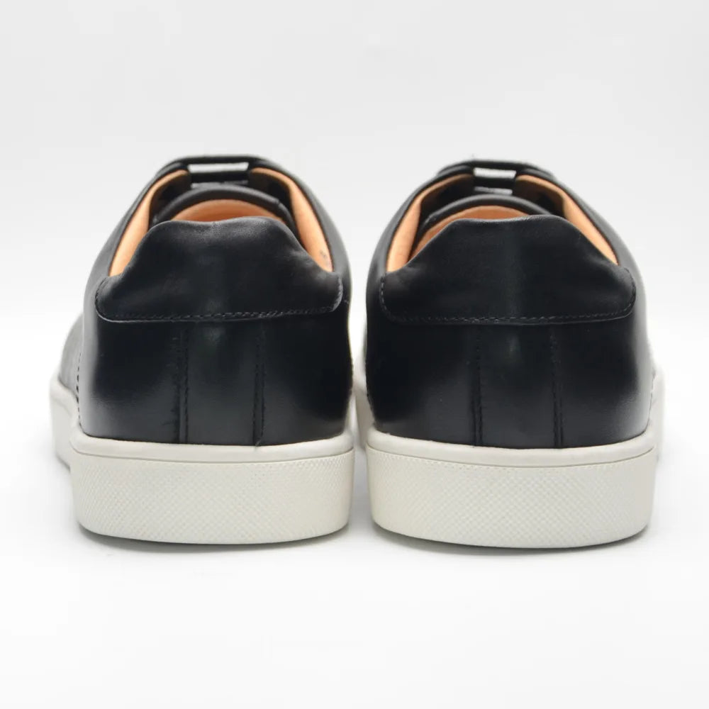 Luxury Designer Men's Genuine Leather Skateboard Sneakers | Classic Black, White & Brown Lace-Up Casual Oxfords