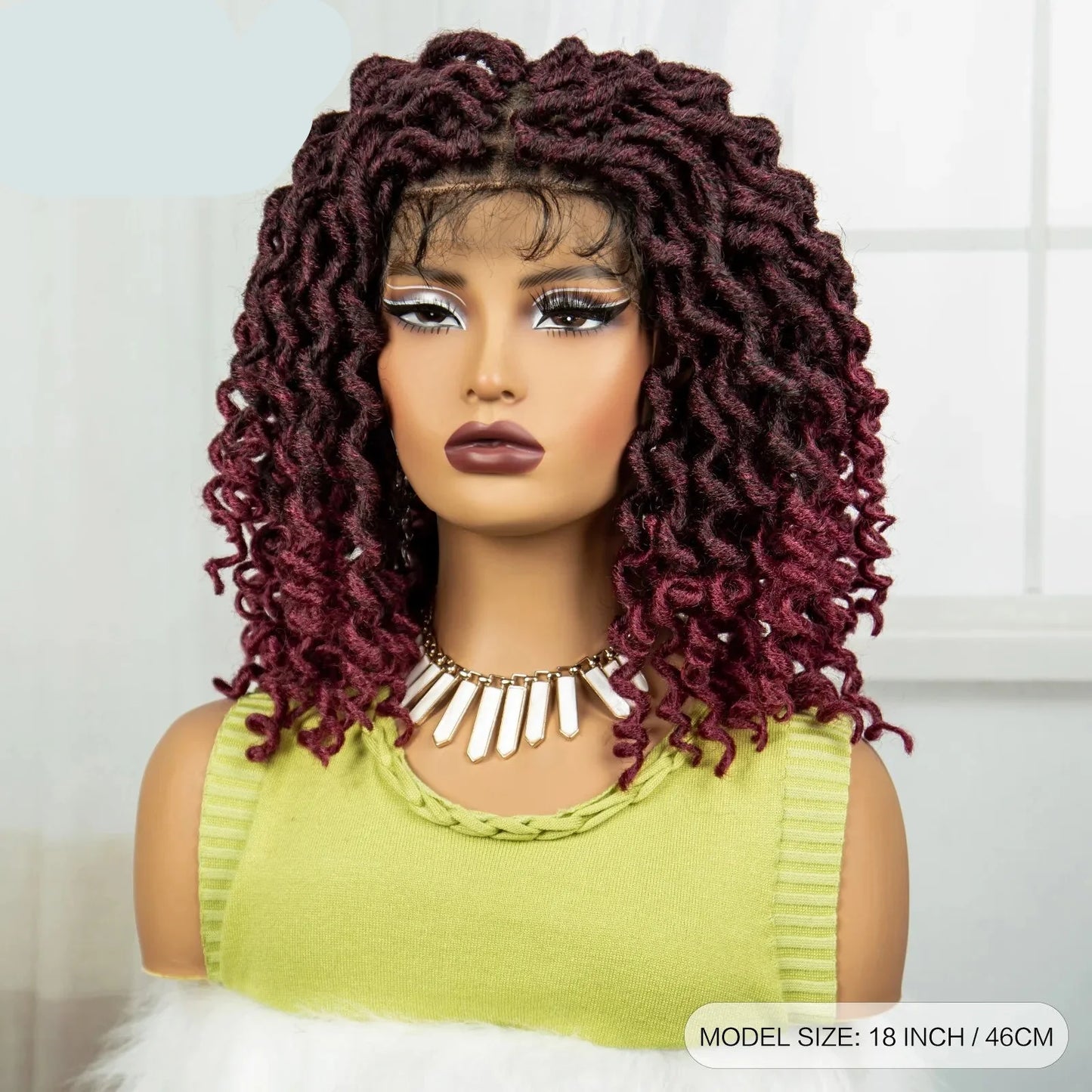 99J Burgundy Faux Locs Full Lace Wig | Baby Hair | Transparent Lace Front | Crochet Braids | Black Women
