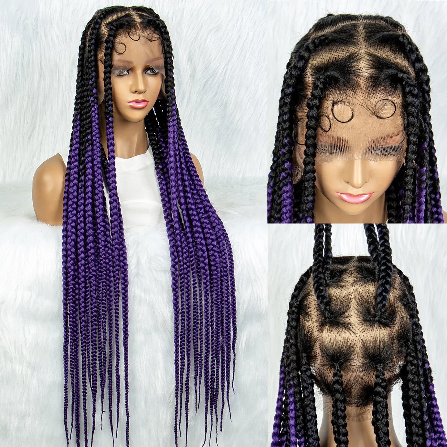KIMA 36" Colorful Knotless Box Braids Wig | Lace Front & Baby Hair