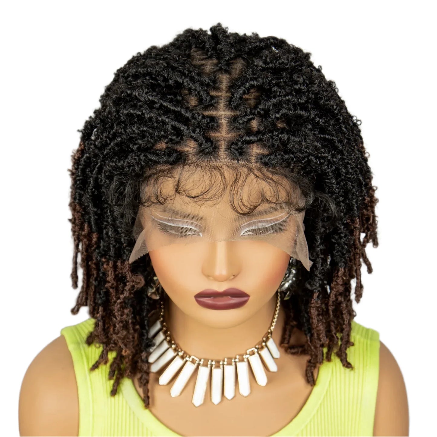14" Butterfly Locs Crochet Braids Bob Wig | Lace Front