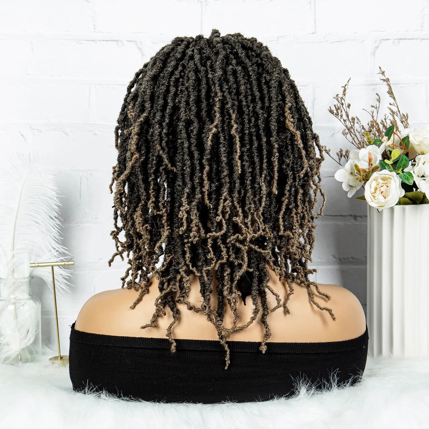 14" Knotless Butterfly Locs Lace Front Wig | Synthetic Dreadlock Braids | Black Women