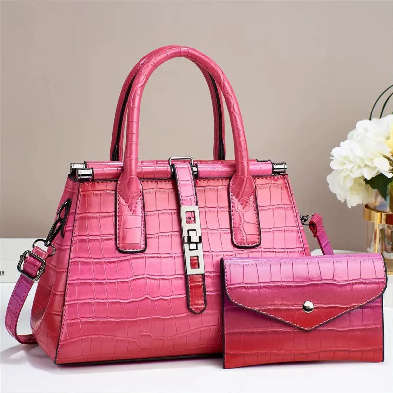 New Bright Leather Women's Bag | Large Capacity Female Shoulder & Crossbody Handbag (High Quality with Wallet, Sequined Panel)