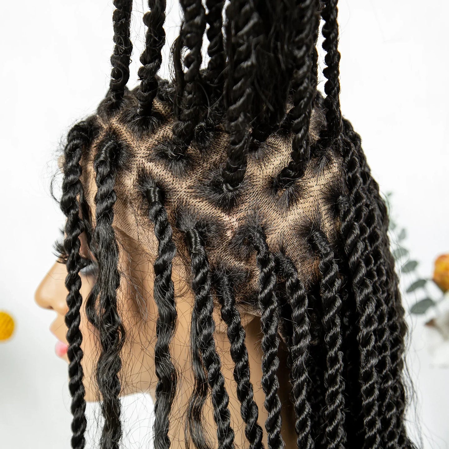Braided Wigs Knotless Synthetic Box Braided Wigs Full Lace Curly Dreadlocks Wigs Long Length Hair Wig for Black Women