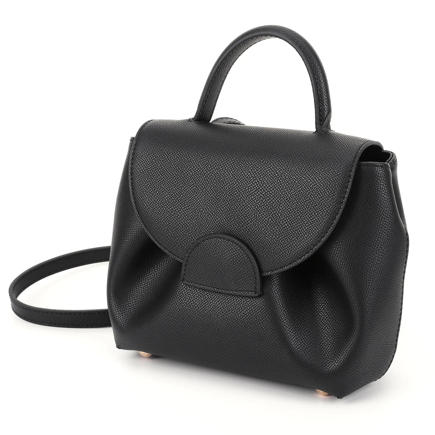 French Cowhide Small Satchel | Retro Trend Mini Crossbody Bag for Women (Classic Solid Flap Top-Handle Luxury Designer Handbag)