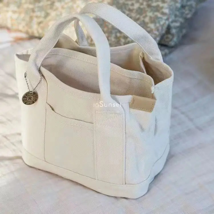 Women's Tote Bag Canvas Sewing Thread | Large Capacity Advanced Sense Handbag & Convenient Practical Female Commuter Bag