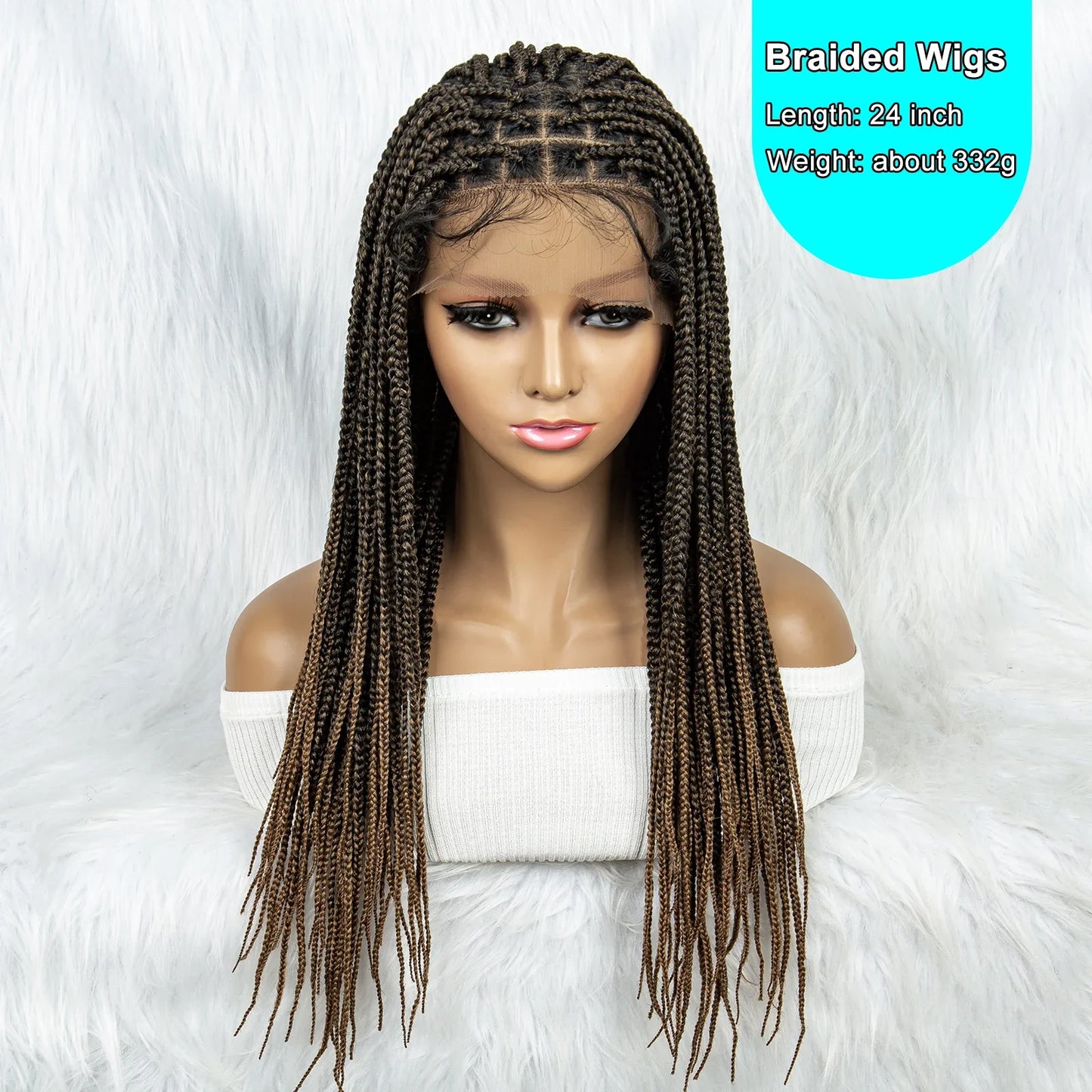 Colorful Knotless Box Braids Wig | Full Lace Front with Baby Hair