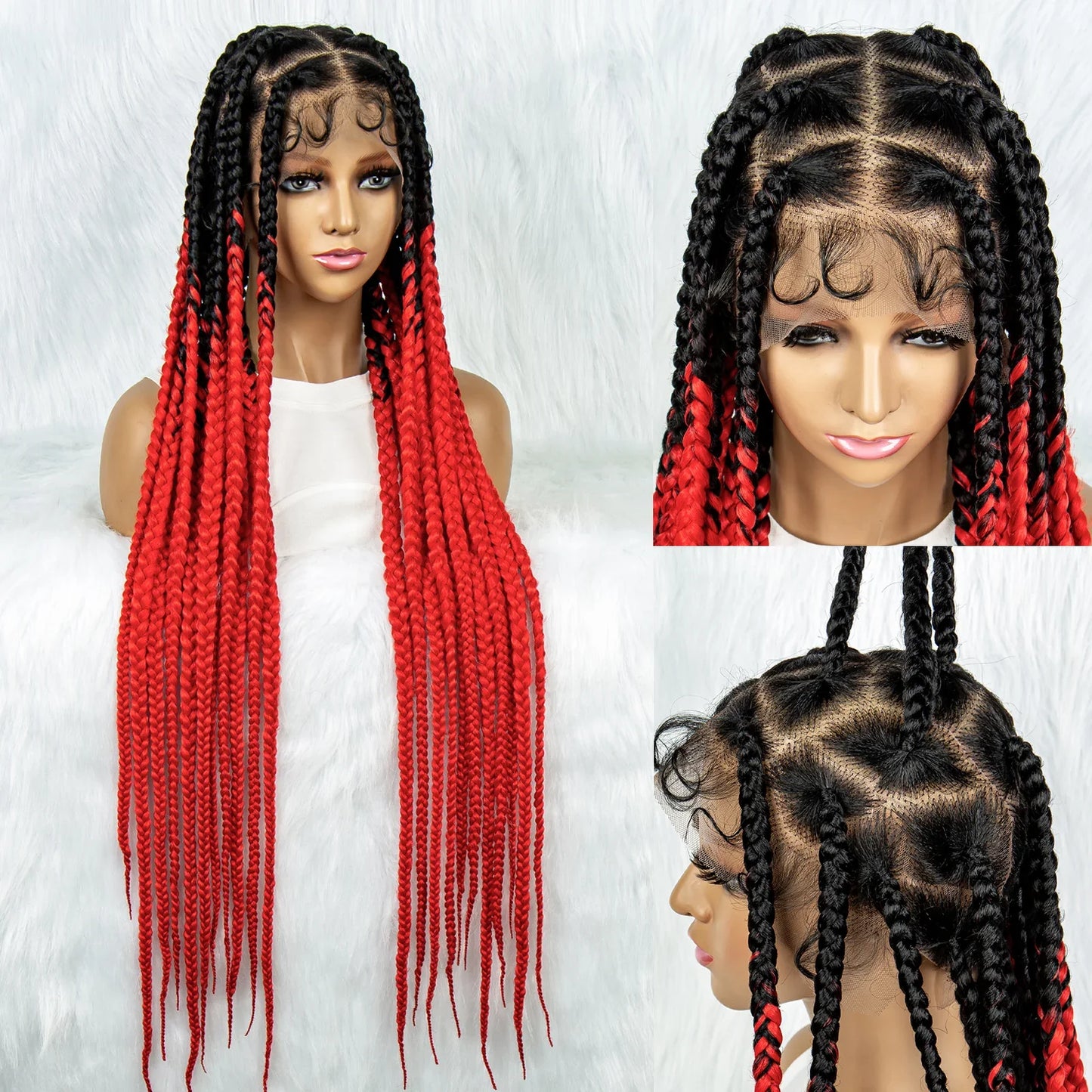 KIMA 36" Colorful Knotless Box Braids Wig | Lace Front & Baby Hair