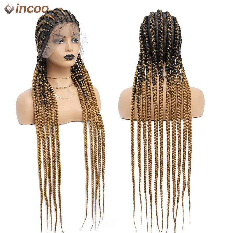36" Twist Braided Wig | Cornrows & Goddess Braids | Full Lace Frontal | Baby Hair