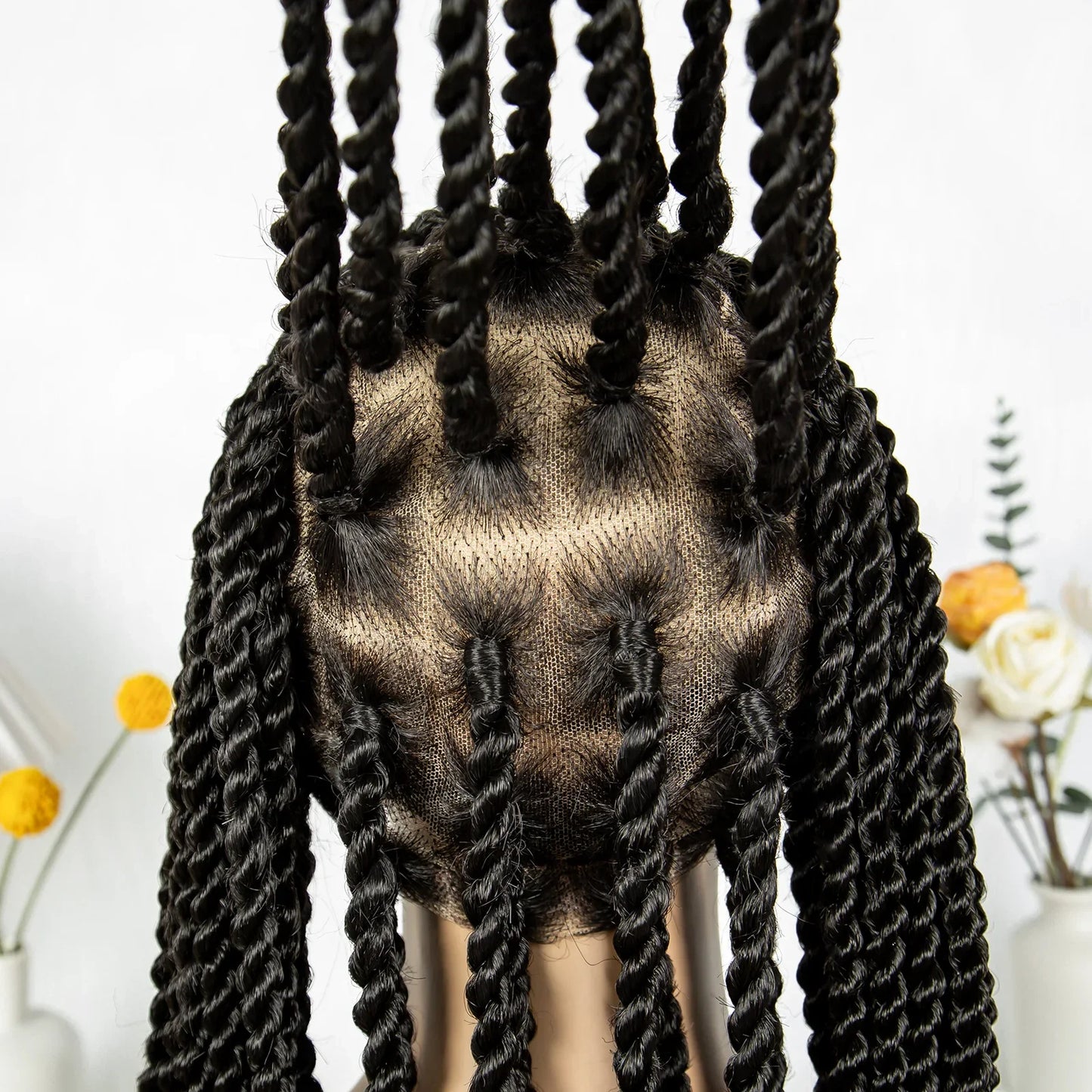 Real Shot High-Quality Twisted & Faux Locs Braided Wig | Transparent Full Lace Goddess Braids | Synthetic Hair for Black Women